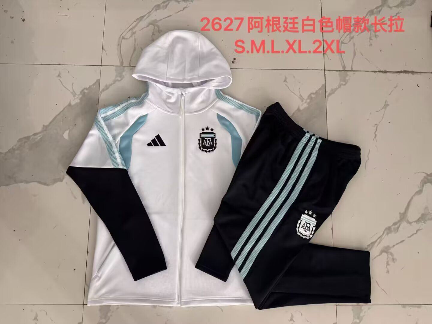 AAA Quality Argentina 26/27 Hoodie Tracksuit - White/Black